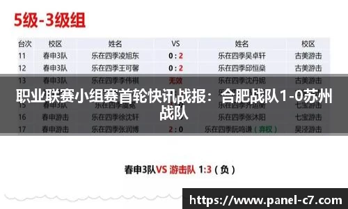 职业联赛小组赛首轮快讯战报：合肥战队1-0苏州战队